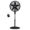 18" 3-Speed Oscillating Cyclone Pedestal Fan with Remote and Timer, 1843, Black