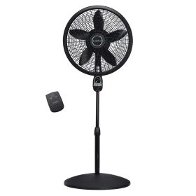 18" 3-Speed Oscillating Cyclone Pedestal Fan with Remote and Timer, 1843, Black