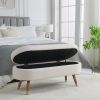 Storage bench Upholstered Boucle Ottoman with Golden Metal Legs End of Bed bench for Bedroom, Living Room, Entryway,Bed Side(Ivory)