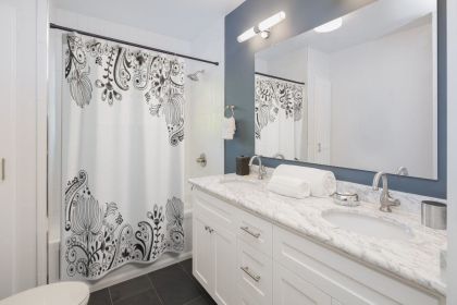 Fabric Shower Curtain, Black And White Floral Print