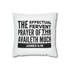 Decorative Throw Pillow Cover - Set Of 2, The Effectual Fervent Prayer Of The Righteous Availeth Much, James 5:16 - Black