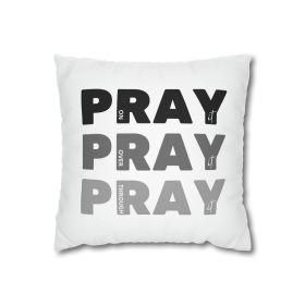 Decorative Throw Pillow Cover - Set Of 2, Pray On It Over It Through It - Scripture Inspiration, Black