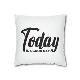 Decorative Throw Pillow Cover - Set Of 2, Today Is a Good Day - Affirmation Inspiration, Black