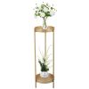Modern Folding Metal 2-Tier Plant Stand Potted Plant Holder Shelf with 2 Round Trays Indoor Outdoor;  Versatile;  Golden