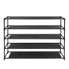 Simple Assembly 5 Tier Shoe Rack Detachable Non-Woven Waterproof Fabric Shoe Organizer Tower Space Saver Stackable Storage Shelf (Black) RT