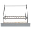 Twin size Tent Floor Bed, Teepee Bed, with Trundle,Grey