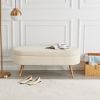 Storage bench Upholstered Boucle Ottoman with Golden Metal Legs End of Bed bench for Bedroom, Living Room, Entryway,Bed Side(Beige)