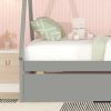 Twin size Tent Floor Bed, Teepee Bed, with Trundle,Grey