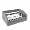 Full Size Daybed with Trundle Upholstered Tufted Sofa Bed, Linen Fabric, Grey (82.5"x58"x34")