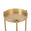 Modern Folding Metal 2-Tier Plant Stand Potted Plant Holder Shelf with 2 Round Trays Indoor Outdoor;  Versatile;  Golden
