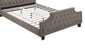 Modern Style Brown Polyfiber American Traditional 1pcs Queen Size Bed Only Button Tufted Headboard Footboard Bedroom Furniture