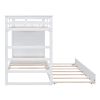 Twin Over Twin Bunk Bed with Trundle and Staircase,White(OLD SKU:LT000068AAK)