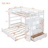 Twin Over Twin Bunk Bed with Trundle and Staircase,White(OLD SKU:LT000068AAK)