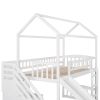 Twin Loft Bed with Two Drawers and Slide, House Bed with Slide, White (Old SKU: LP000130AAK)