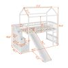 Twin Loft Bed with Two Drawers and Slide, House Bed with Slide, White (Old SKU: LP000130AAK)