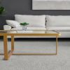 Minimalism rectangle coffee table,Golden metal frame with tempered glass tabletop