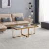 Minimalism rectangle coffee table,Golden metal frame with tempered glass tabletop