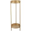 Modern Folding Metal 2-Tier Plant Stand Potted Plant Holder Shelf with 2 Round Trays Indoor Outdoor;  Versatile;  Golden