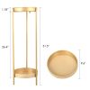 Modern Folding Metal 2-Tier Plant Stand Potted Plant Holder Shelf with 2 Round Trays Indoor Outdoor;  Versatile;  Golden