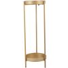 Modern Folding Metal 2-Tier Plant Stand Potted Plant Holder Shelf with 2 Round Trays Indoor Outdoor;  Versatile;  Golden