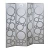 Arvada 4-Panel Wood Room Divider with Circle Pattern, Silver