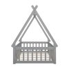 Twin Tent-shaped Floor Bed, with Guardrails, Slats, Door ,Grey