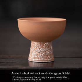 Old Rock Clay Xiangyun Goblet Silver Gilded Porcelain Kung Fu Tea Set Tea Cup (Color: brown)