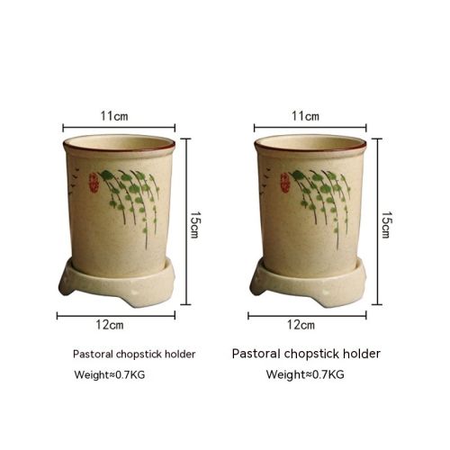 Japanese Style Hand Drawn Ceramic Chopsticks Holder Commercial Household Draining Chopsticks Shelf Boxes Cutlery Tray Kitchen Storage