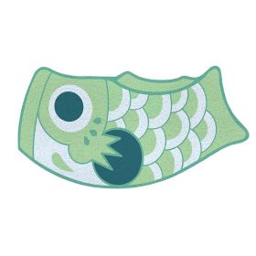 Carp Streamer Floor Mat Stain-resistant Washable Floor Mat Pvc Cutting Pvc Loop Floor Mat (Option: Green Carp-37 × 70cm)