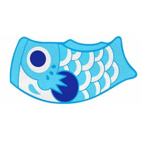 Carp Streamer Floor Mat Stain-resistant Washable Floor Mat Pvc Cutting Pvc Loop Floor Mat (Option: Blue Carp-37 × 70cm)