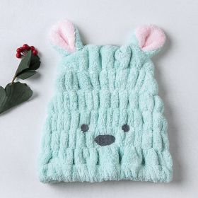 Polyester Coral Velvet Cartoon Rabbit Ear Dry Hair Hat (Option: Light Blue-25x21CM)