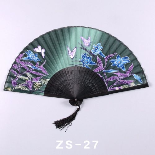 Silk Ladies Folding Fan Bamboo Fan Antique Dancing