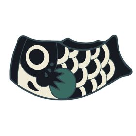 Carp Streamer Floor Mat Stain-resistant Washable Floor Mat Pvc Cutting Pvc Loop Floor Mat (Option: Black Carp-37 × 70cm)