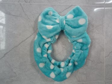 Hair Band Flannel Bow Hair Band Online Influencer Cute Girl Heart Makeup Hair Fixer Bags Apply A Facial Mask Face Washing (Option: Blue Polka Dots)