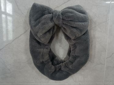 Hair Band Flannel Bow Hair Band Online Influencer Cute Girl Heart Makeup Hair Fixer Bags Apply A Facial Mask Face Washing (Option: Pure Gray)