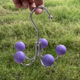 Household Multi-functional Rotating Hook Iron Clothing Rod Wardrobe Cloakroom Bathroom (Option: Purple-5 Hooks)