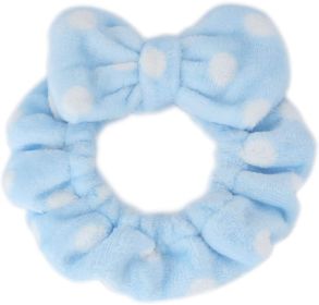 Hair Band Flannel Bow Hair Band Online Influencer Cute Girl Heart Makeup Hair Fixer Bags Apply A Facial Mask Face Washing (Option: Blue With Dots)