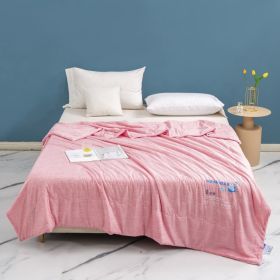 Class A Maternal And Child Grade Ice Cream Cold Feeling Ice Silk Summer Quilt (Option: Pink Plaid-150x200)