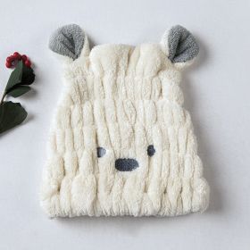 Polyester Coral Velvet Cartoon Rabbit Ear Dry Hair Hat (Option: Beige-25x21CM)