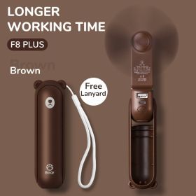 Portable Fan Mini Handheld Fan USB 4800mAh Recharge Hand Held Small Pocket Fan with Power Bank Flashlight Feature (Color: brown)