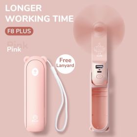 Portable Fan Mini Handheld Fan USB 4800mAh Recharge Hand Held Small Pocket Fan with Power Bank Flashlight Feature (Color: Pink)