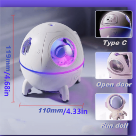 1pc 220ML Rechargeable Space Capsule Air Humidifier; USB Ultrasonic Cool Mist Aromatherapy Water Diffuser With Led Light Astronaut (Color: Purple)