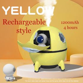 1pc 220ML Rechargeable Space Capsule Air Humidifier; USB Ultrasonic Cool Mist Aromatherapy Water Diffuser With Led Light Astronaut (Color: Yellow)