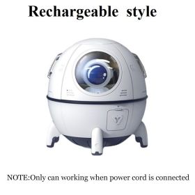 1pc 220ML Rechargeable Space Capsule Air Humidifier; USB Ultrasonic Cool Mist Aromatherapy Water Diffuser With Led Light Astronaut (Color: White)