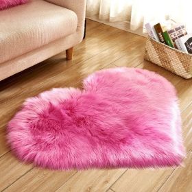 6cm Plush Carpet Fuzzy Wool Floor Mat Multicolor Heart Soft Fluffy Cozy Living Room Bedroom Aldult Child Boy Girl Fashion Lovely (Color: Dark Pink, size: )
