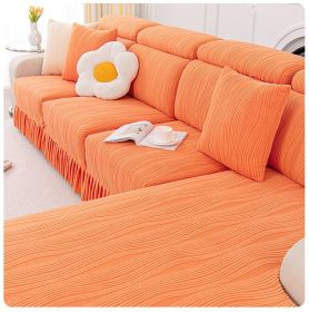 Jacquard velvet single person sofa cover, all inclusive universal cover, all season universal sofa hat, cat proof scratching cushion, backrest cover (Color: Water Lotus Skirt Rim - Orange, size: )