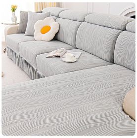 Jacquard velvet single person sofa cover, all inclusive universal cover, all season universal sofa hat, cat proof scratching cushion, backrest cover (Color: Water Lotus Skirt Rim - Light Grey, size: )