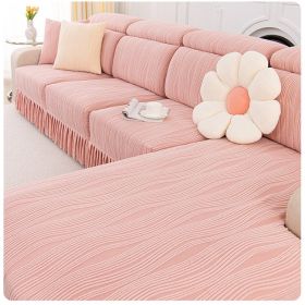 Jacquard velvet single person sofa cover, all inclusive universal cover, all season universal sofa hat, cat proof scratching cushion, backrest cover (Color: Water Lotus Skirt Rim - Pink, size: )