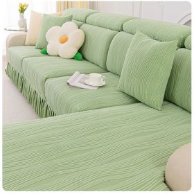 Jacquard velvet single person sofa cover, all inclusive universal cover, all season universal sofa hat, cat proof scratching cushion, backrest cover (Color: Water Lotus Skirt - Matcha, size: )