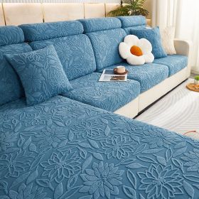 Jacquard velvet elastic leather sofa cover, simple all inclusive universal cover, all season universal lazy man anti cat scratch sofa cover (Color: Camellia Lake Blue, size: )